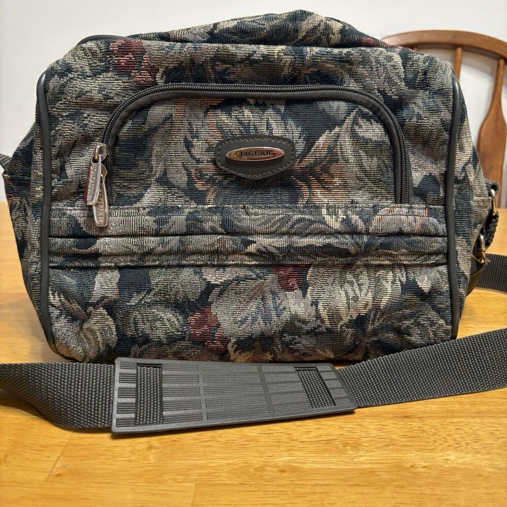 Jaguar Makeup Travel Toiletry Bag Cosmetic‎ Carry On 11.5"x9"x6" Floral Vintage